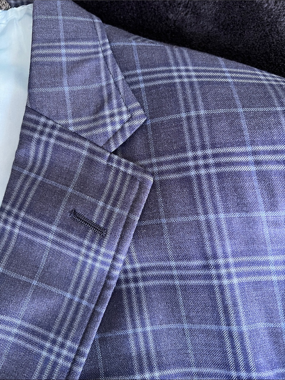 Men's Blue Windowpane Plaid Blazer - Tailored Two-Button Sport Coat